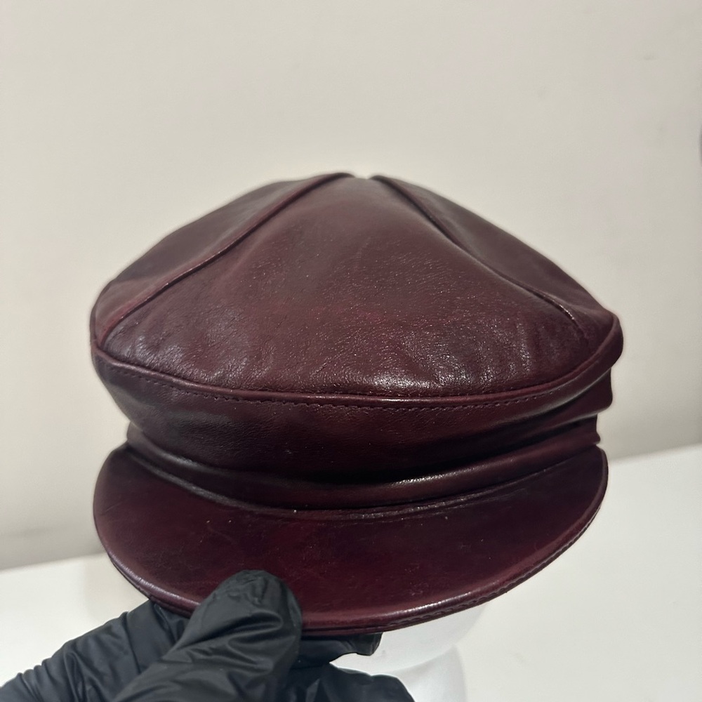 Gigi Burris Women’s Millinery Burgundy Leather Newsboy Cap